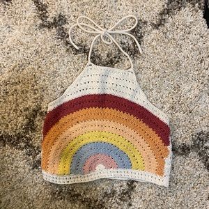 American Eagle Woven Rainbow Crop Top